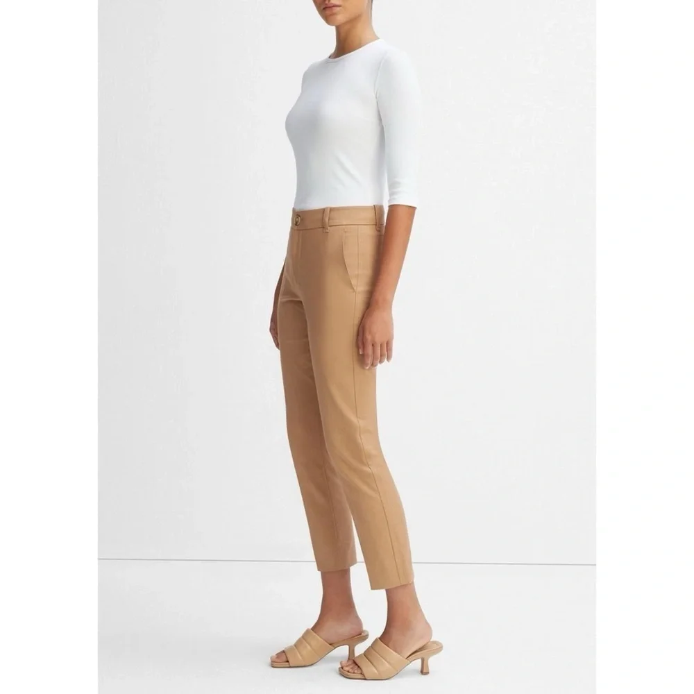 VINCE ALMOND COLOR CROPPED CIGARETTE TROUSER PANTS SZ 10 - Picture 4 of 6